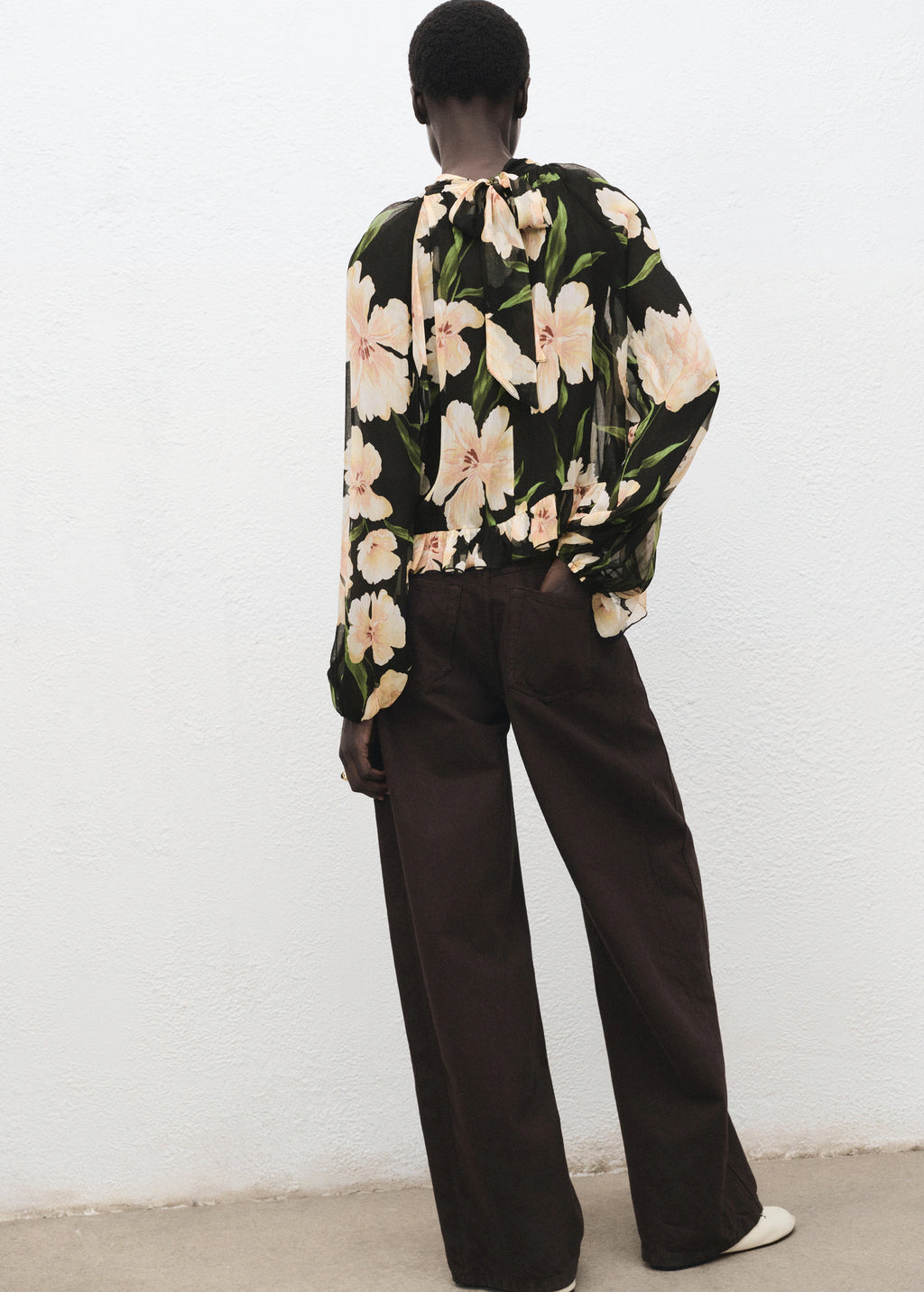 Semi Transparent Floral Blouse