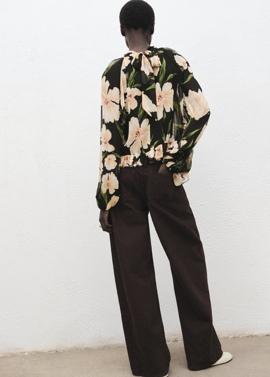 Semi Transparent Floral Blouse