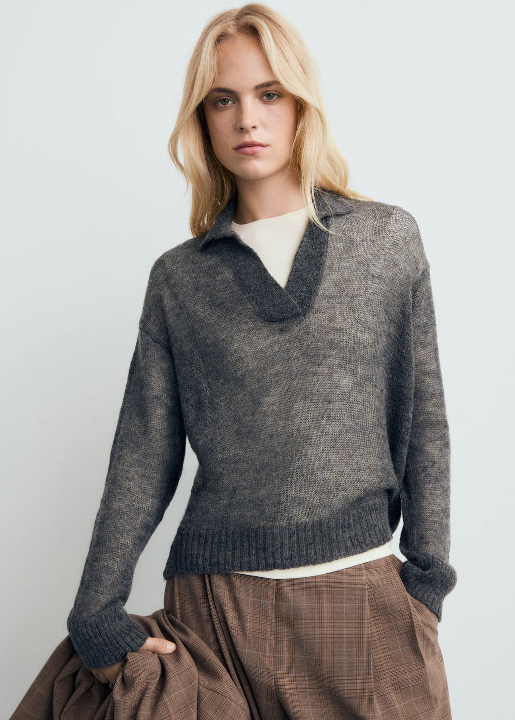 Semi Transparent Polo Neck Sweater