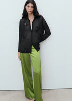 Semi Transparent Shirt With Rhinestone Embroidery