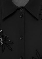 Semi Transparent Shirt With Rhinestone Embroidery