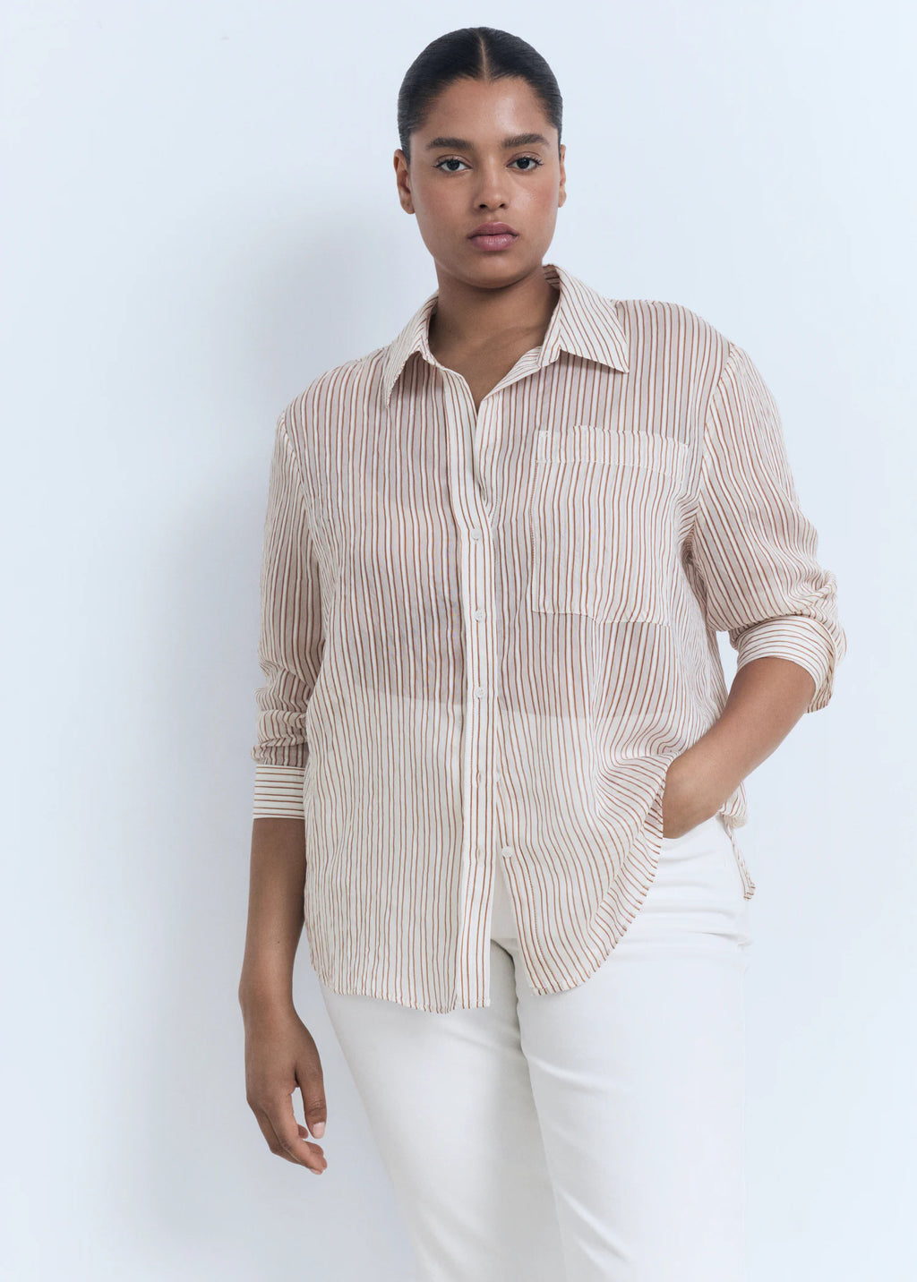 Semi Transparent Striped Shirt