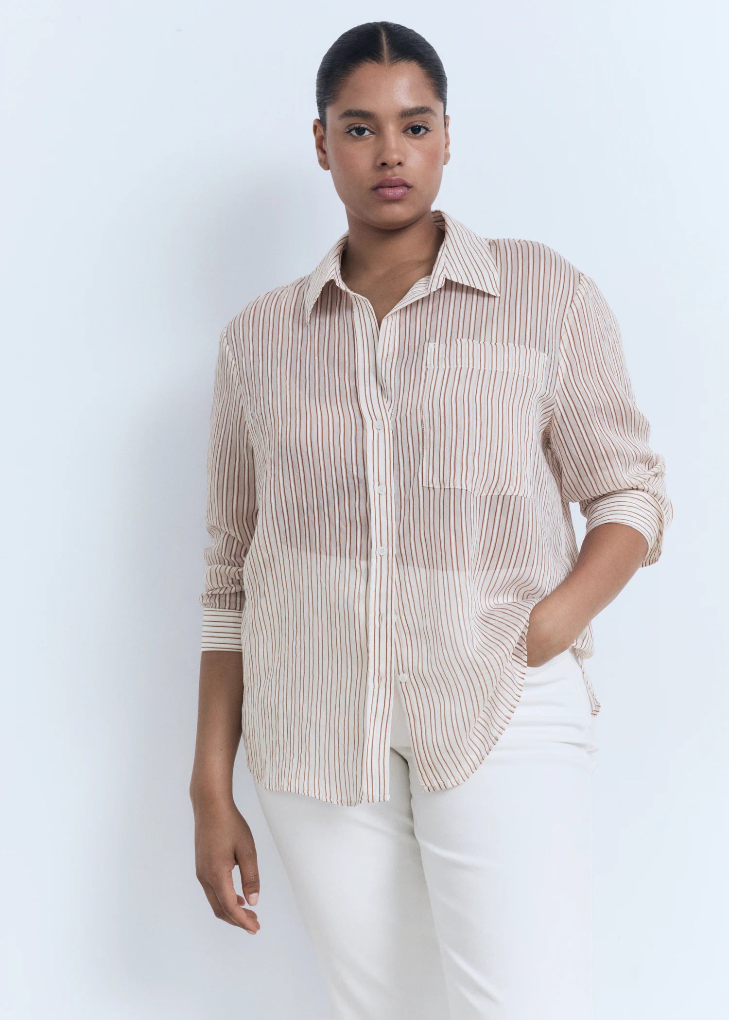 Semi Transparent Striped Shirt