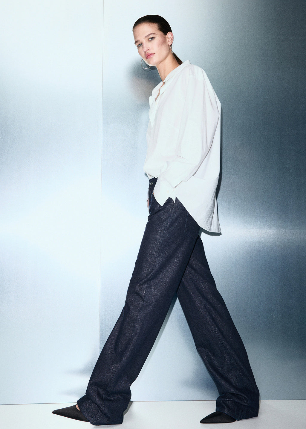 Shiny Straight Leg Jeans