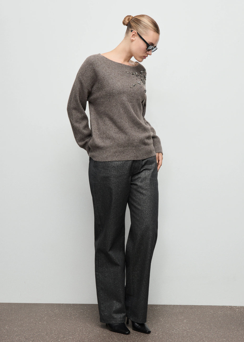 Shiny Straight Leg Jeans