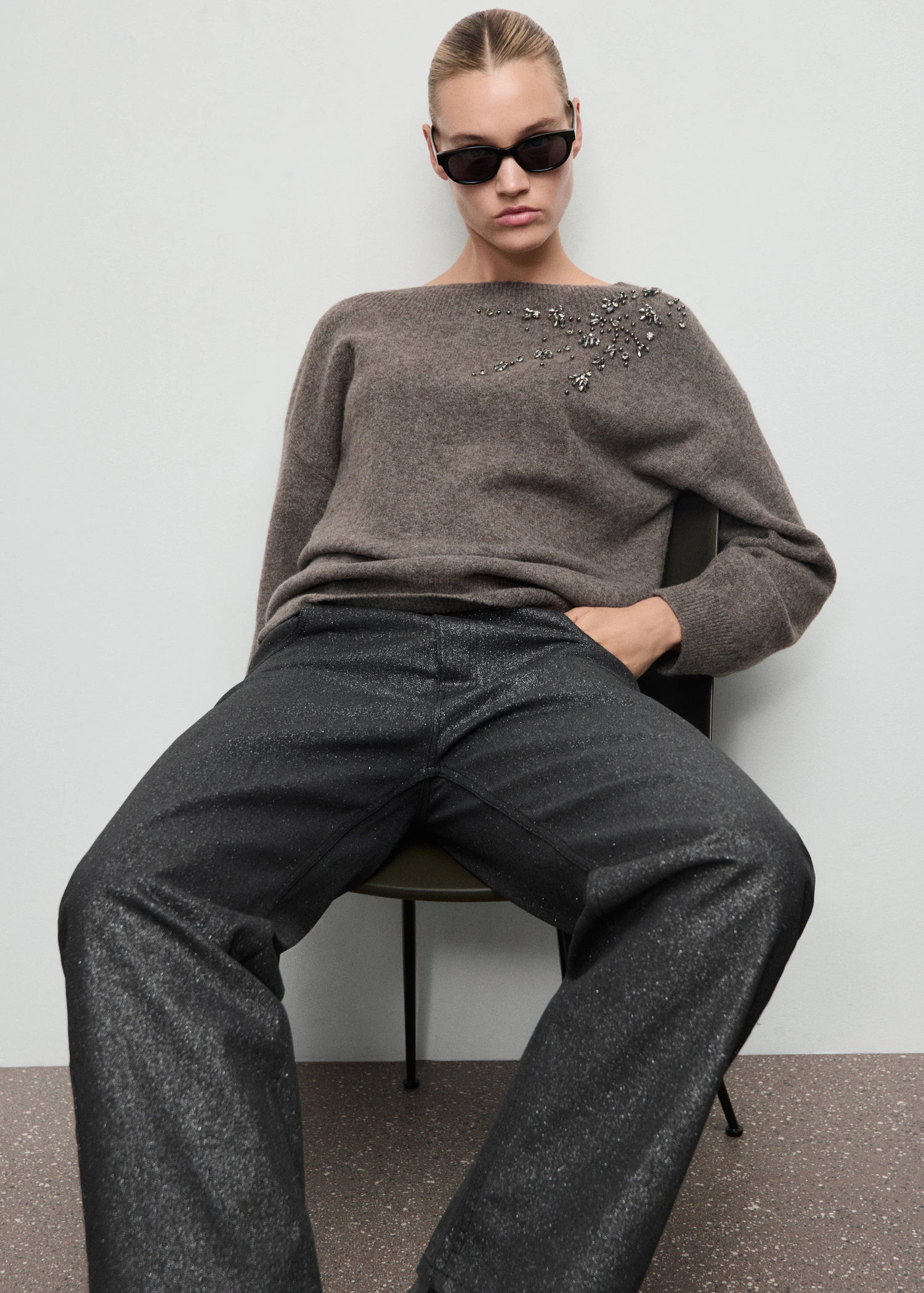 Shiny Straight Leg Jeans