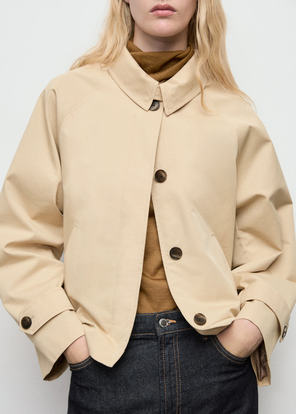 Short Oversized Trench Coat With Epaulettes