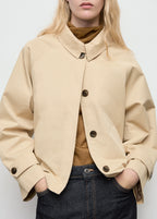 Short Oversized Trench Coat With Epaulettes