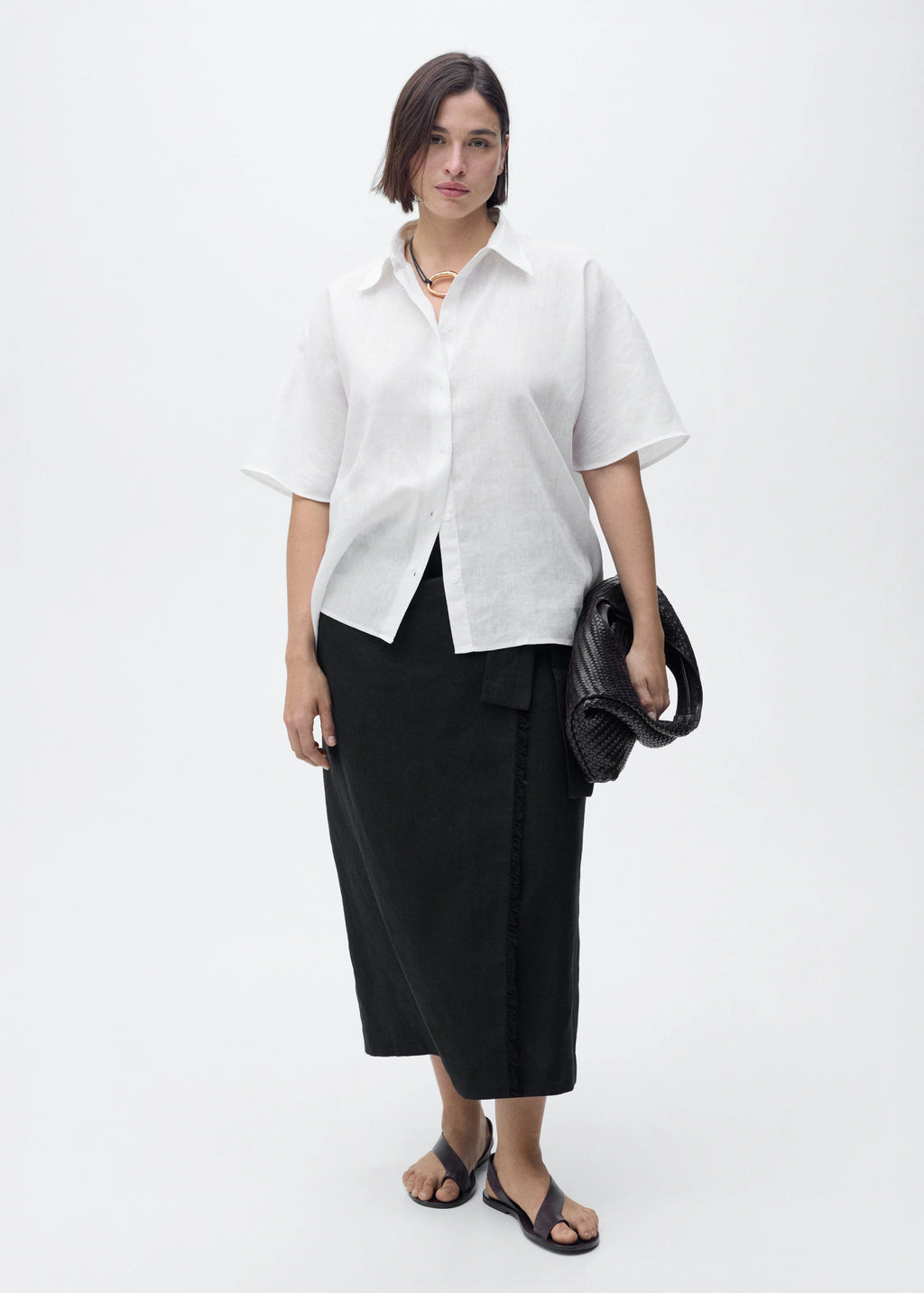 Short Sleeve Linen Blend Shirt