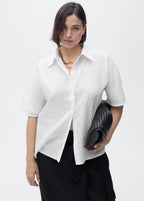 Short Sleeve Linen Blend Shirt