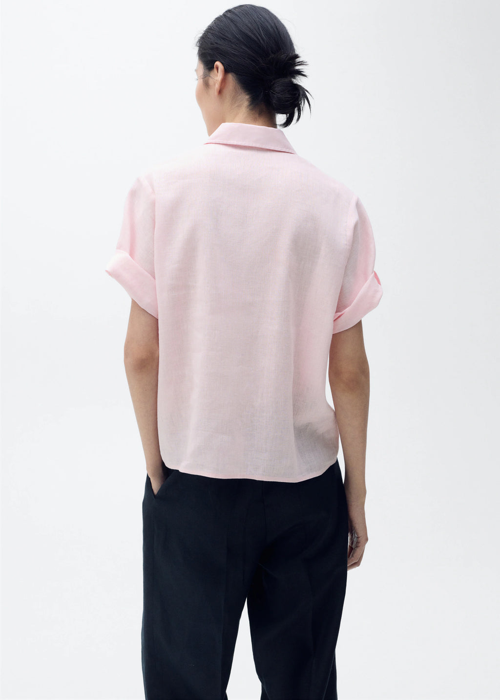 Short Sleeve Linen Blend Shirt