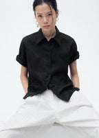 Short Sleeve Linen Blend Shirt