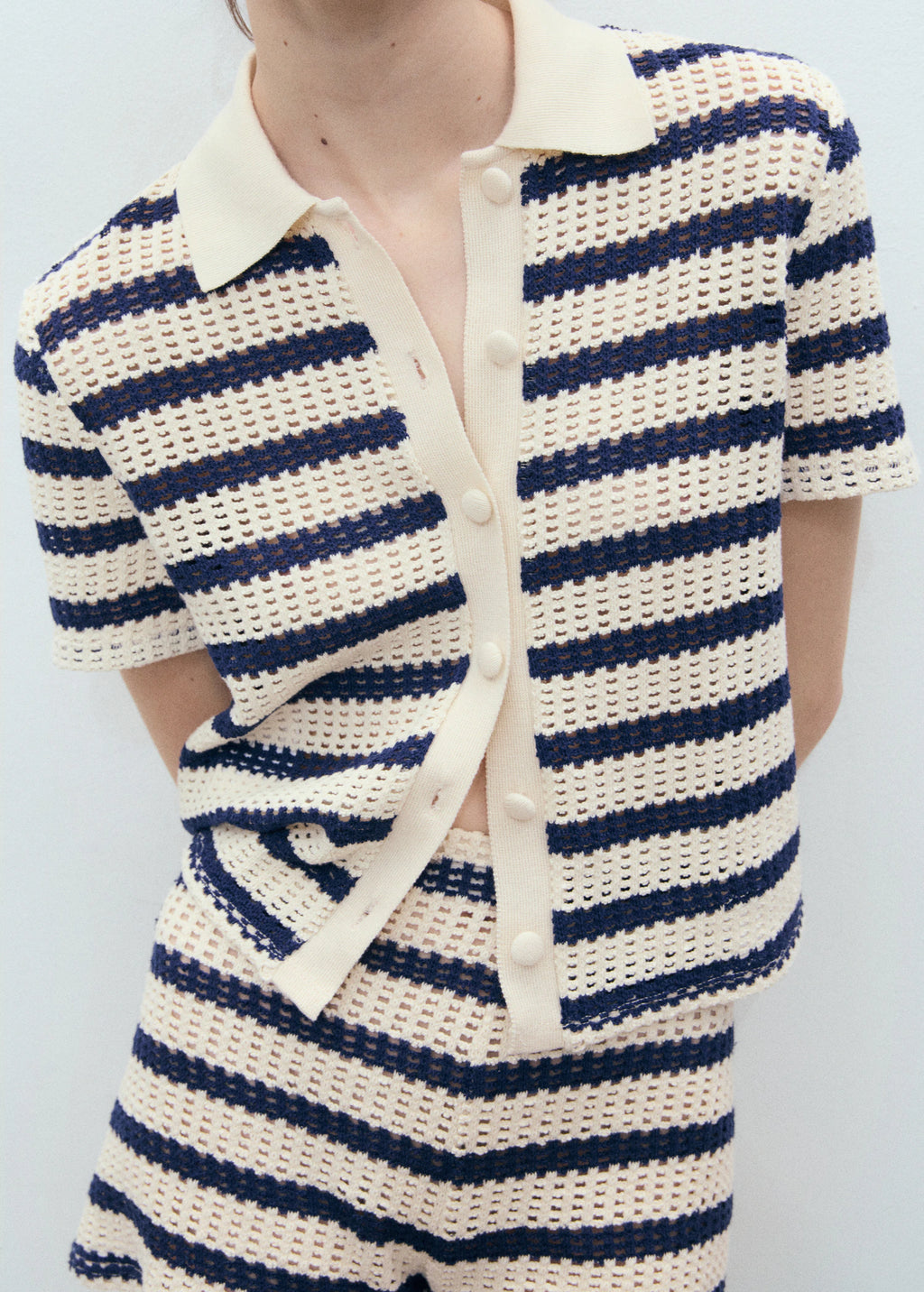 Short Sleeve Striped Cardigan