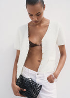 Short Sleeved Boucle Cardigan