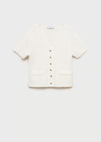 Short Sleeved Boucle Cardigan