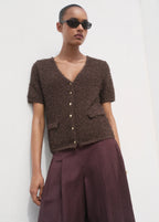 Short Sleeved Boucle Cardigan