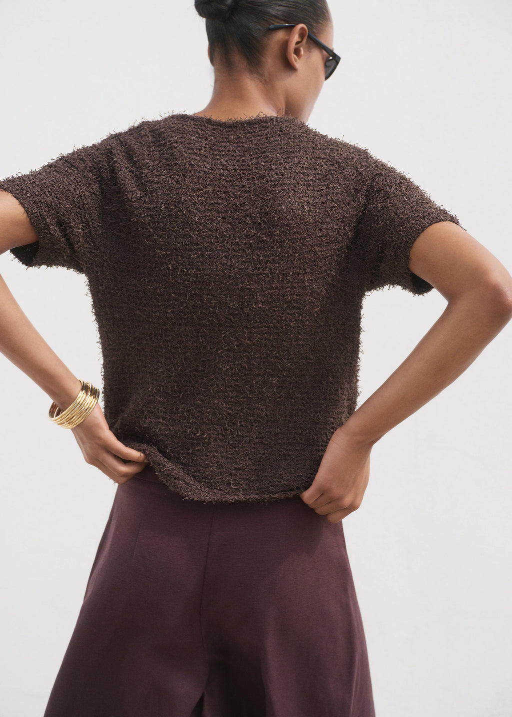 Short Sleeved Boucle Cardigan