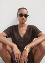 Short Sleeved Boucle Cardigan