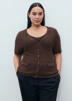 Short Sleeved Boucle Cardigan
