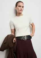 Short Sleeved Cable Knit Sweater