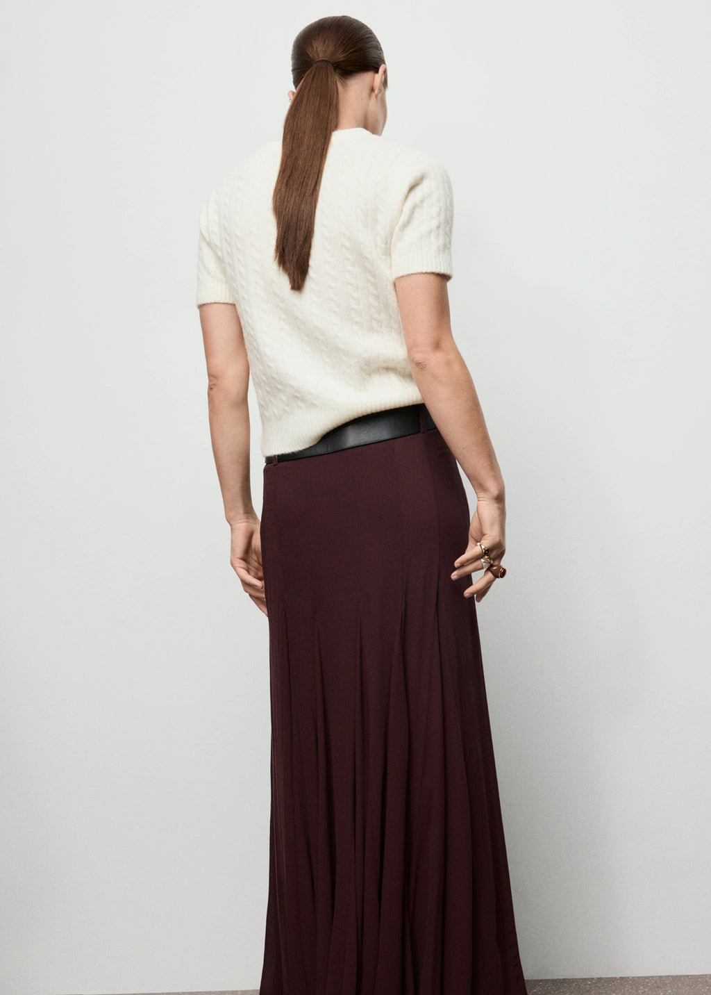 Short Sleeved Cable Knit Sweater