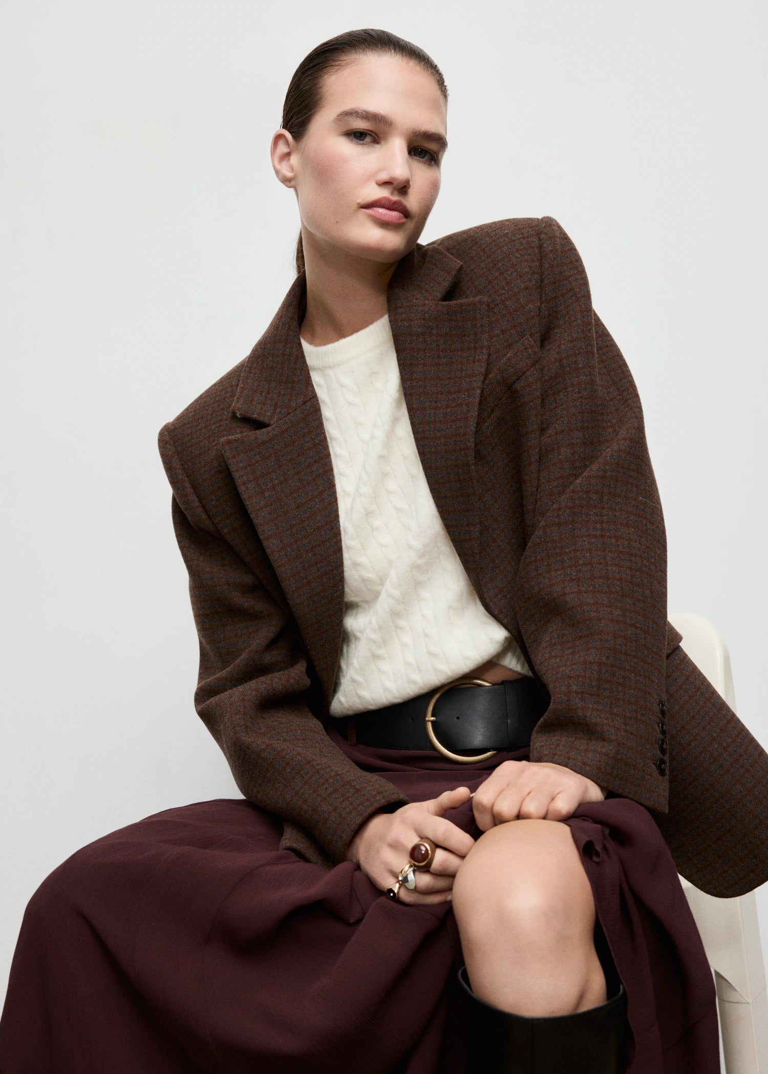 Short Sleeved Cable Knit Sweater