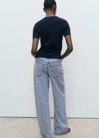 Short Sleeved Fine Knit Sweater