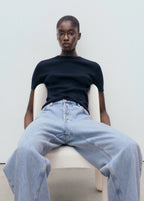 Short Sleeved Fine Knit Sweater