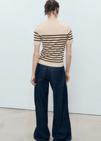 Short Sleeved Fine Knit Sweater