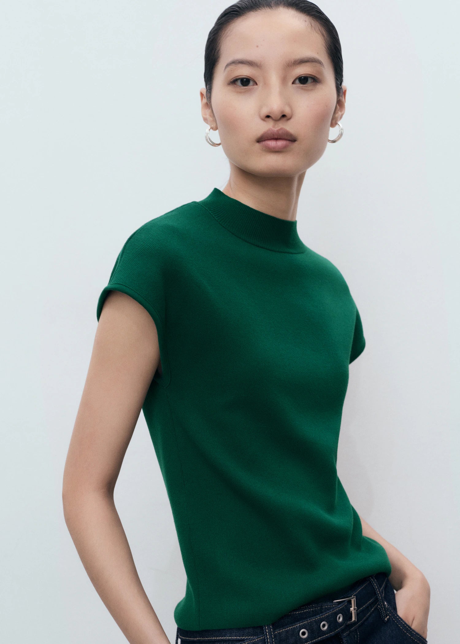 Short Sleeved Fine Knit Sweater