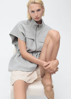 Short Sleeved Jacket With Adjustable Waistband