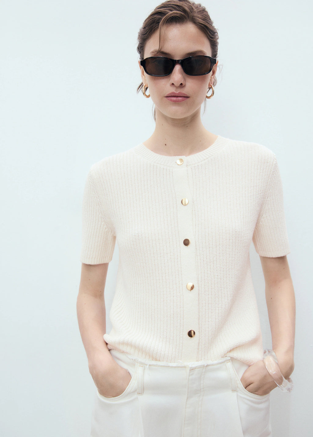 Short Sleeved Knitted Cardigan