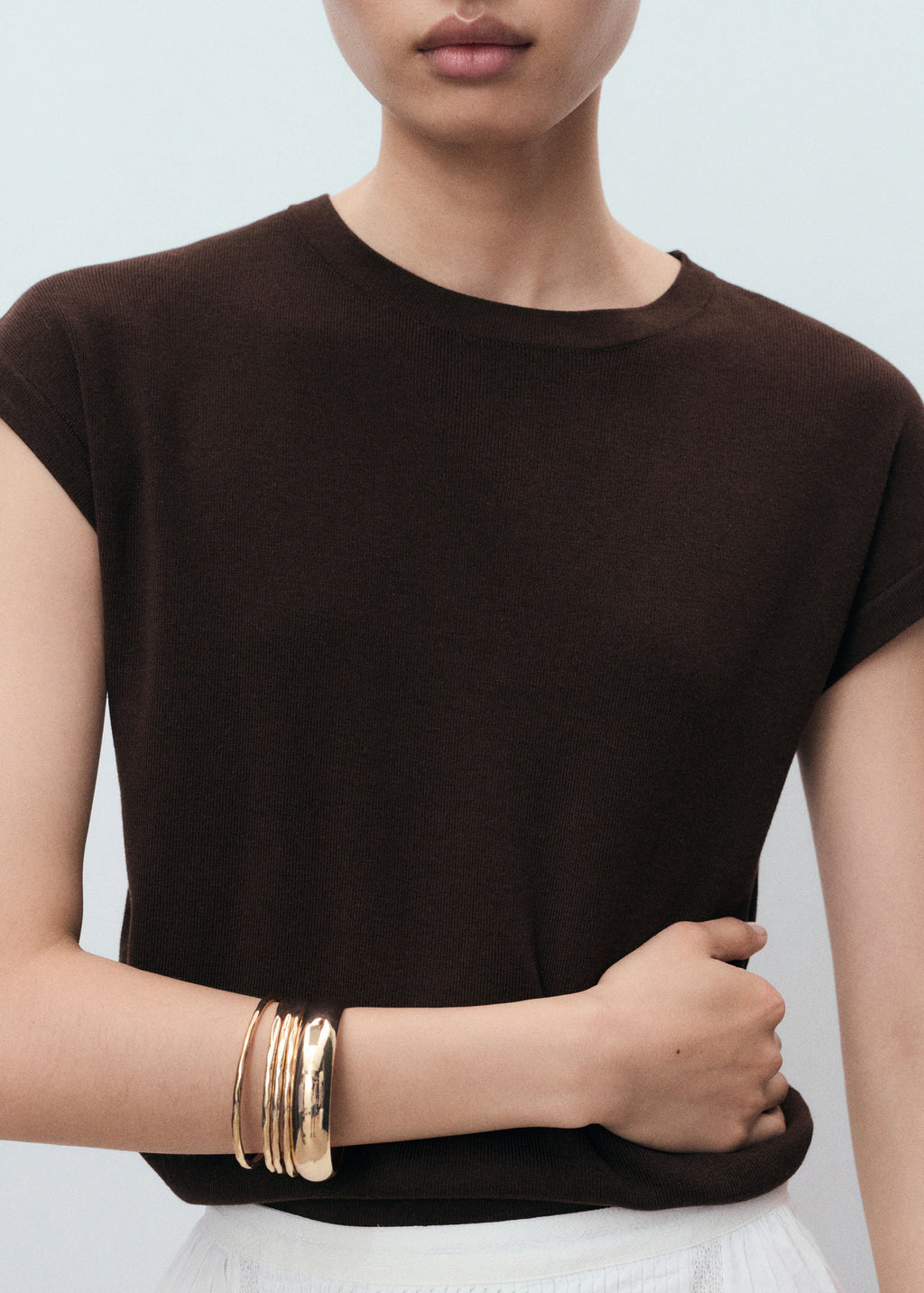 Short Sleeved Knitted Cotton Sweater