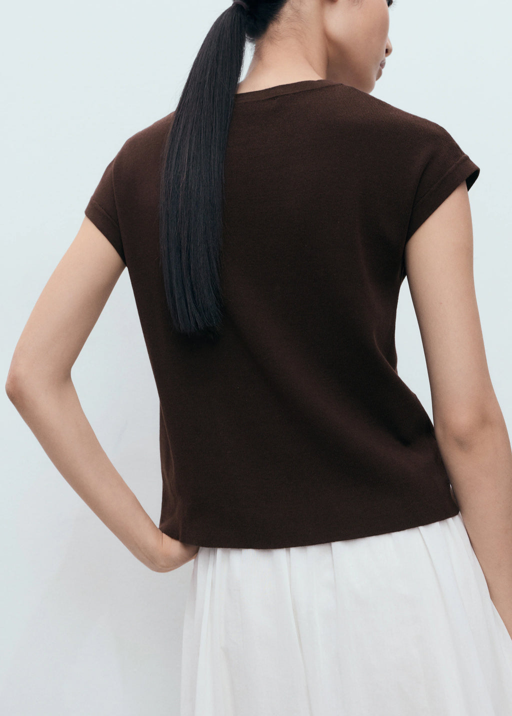 Short Sleeved Knitted Cotton Sweater
