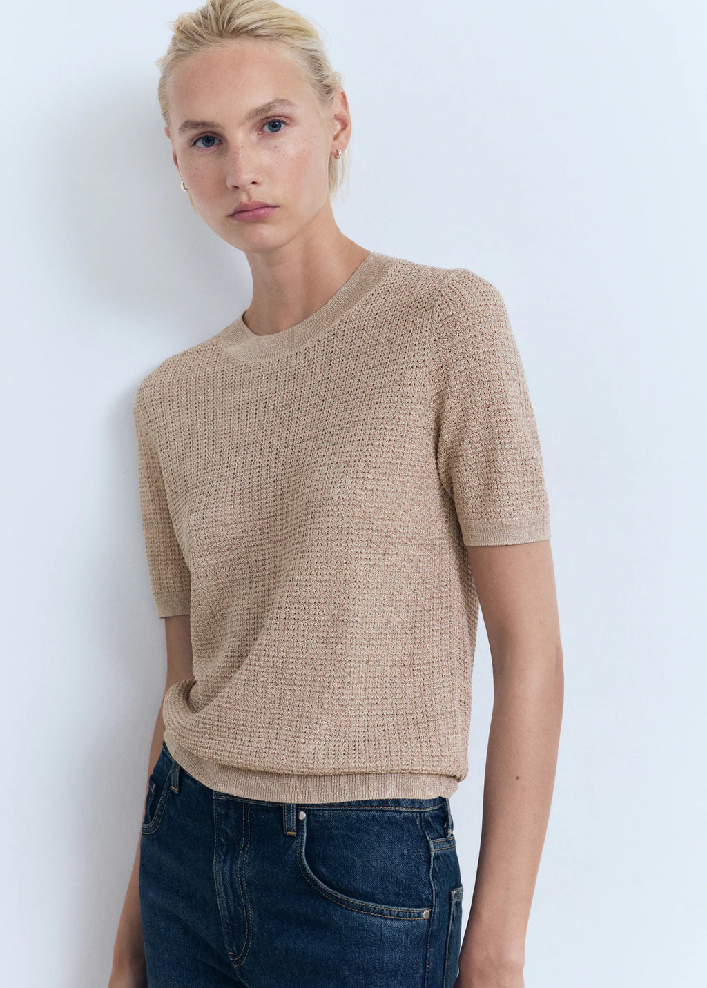 Short Sleeved Lurex Sweater