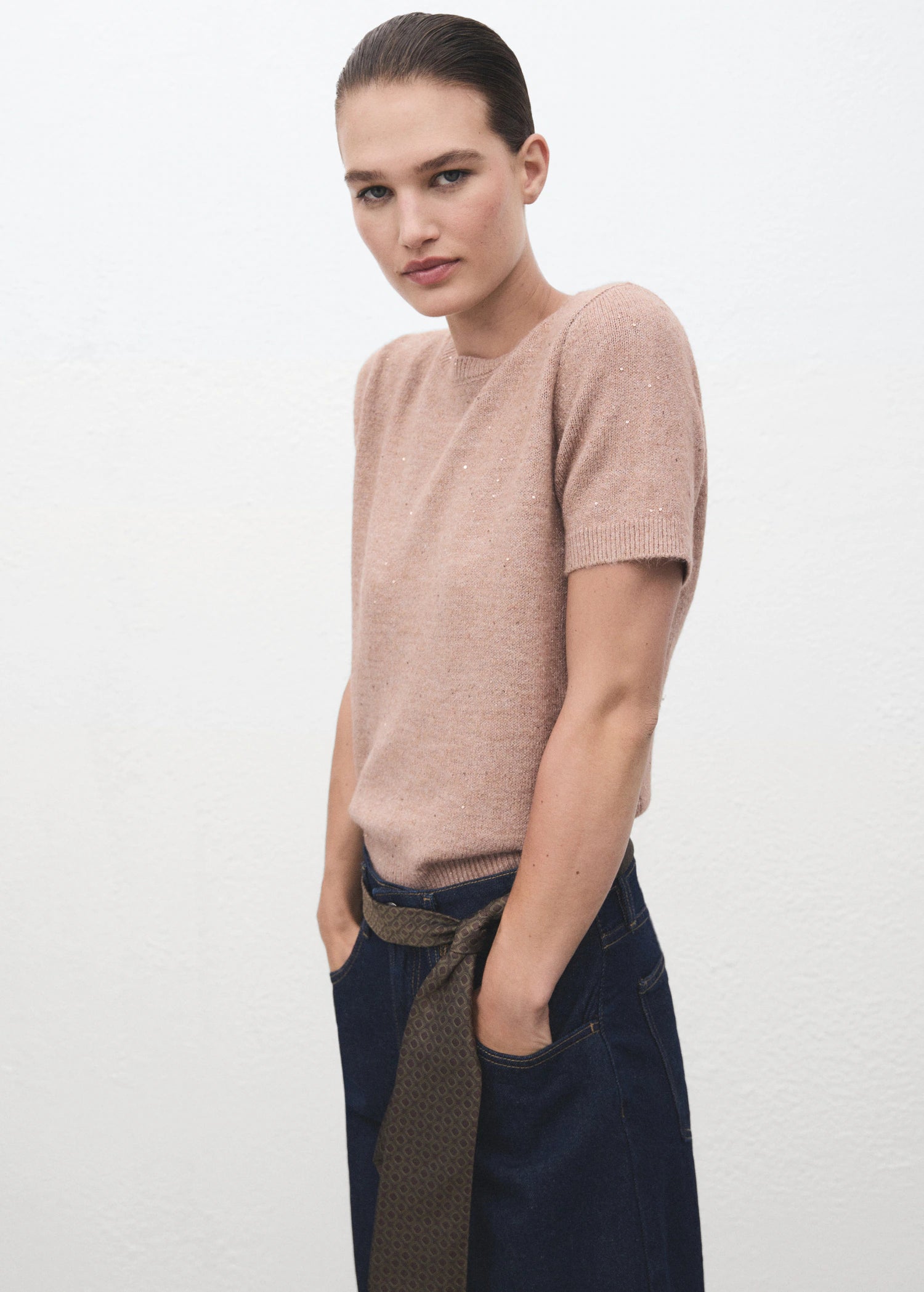 Short Sleeved Lurex Sweater