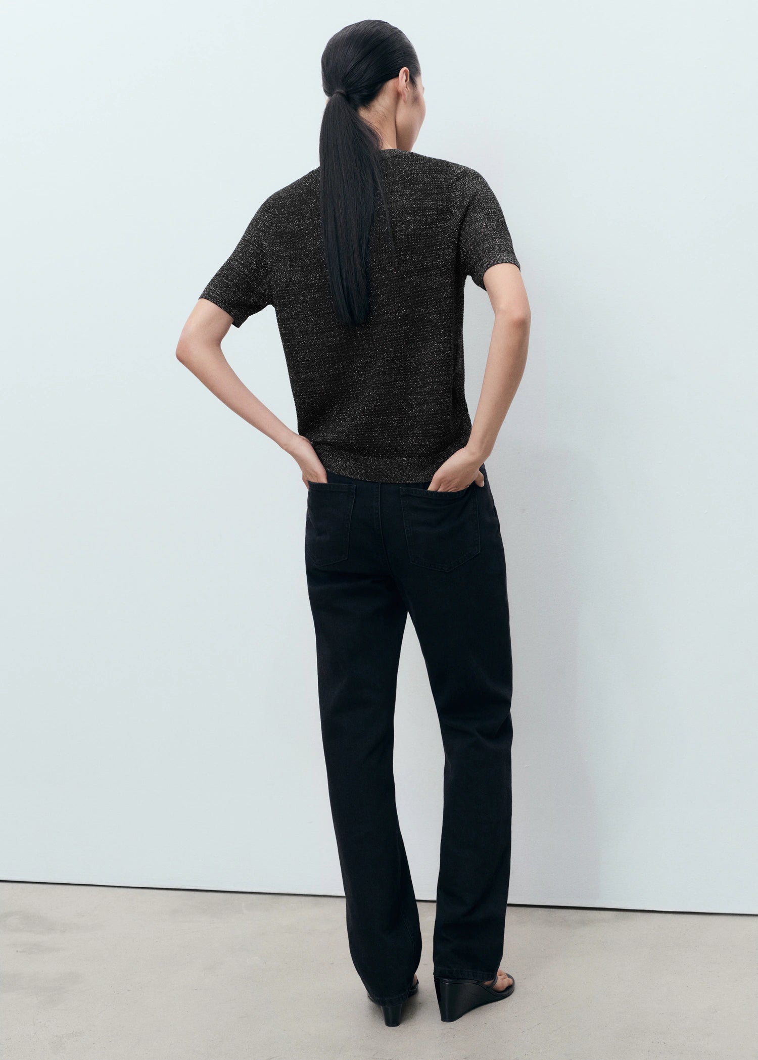 Short Sleeved Lurex Sweater