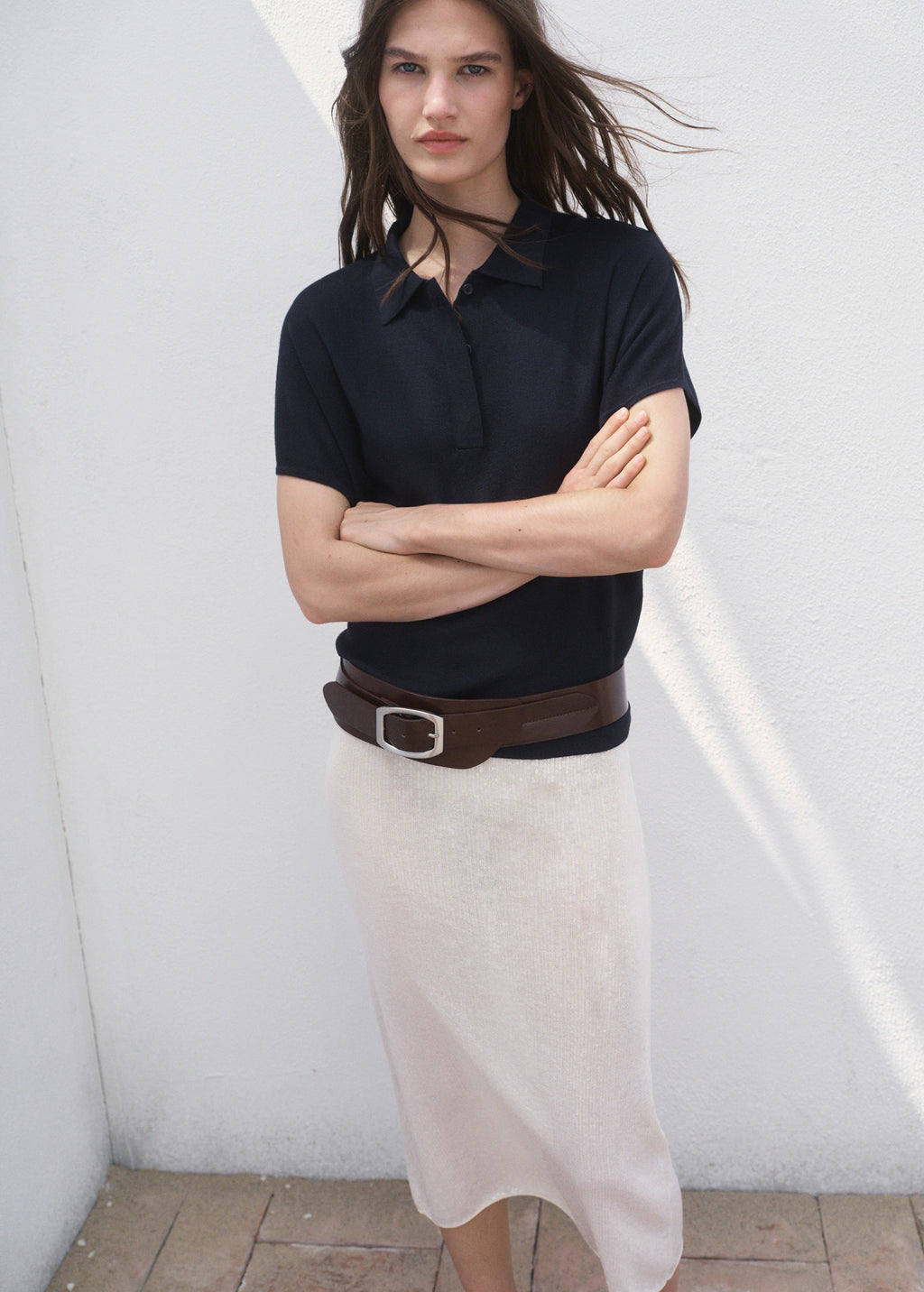 Short Sleeved Polo Neck Sweater