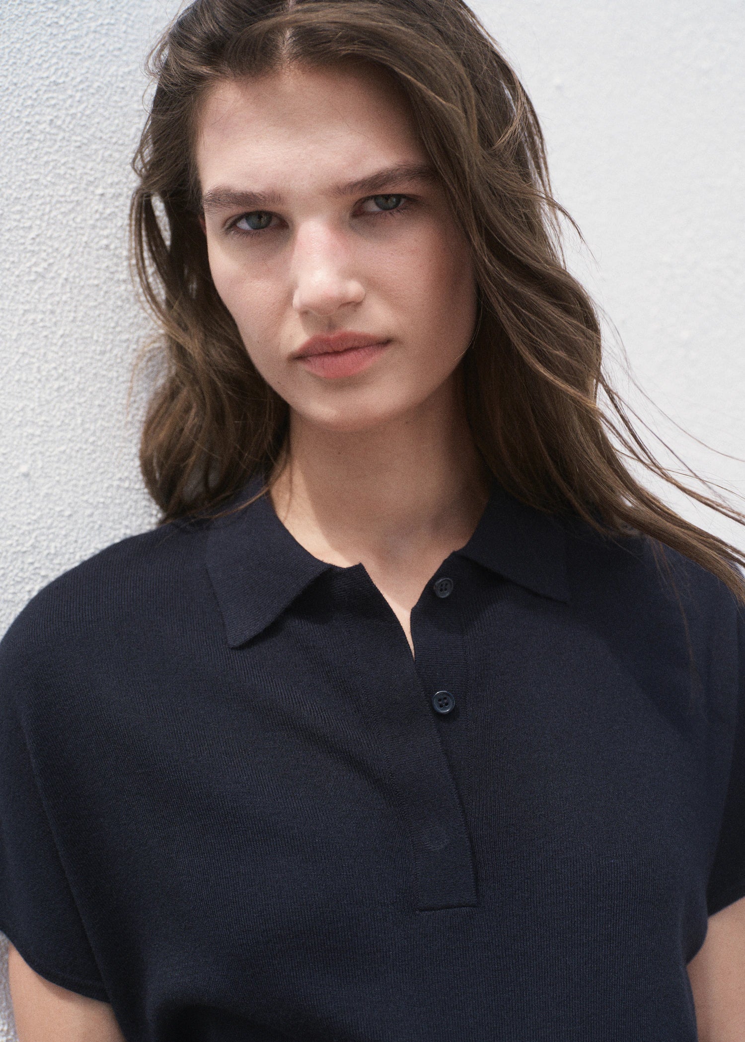 Short Sleeved Polo Neck Sweater