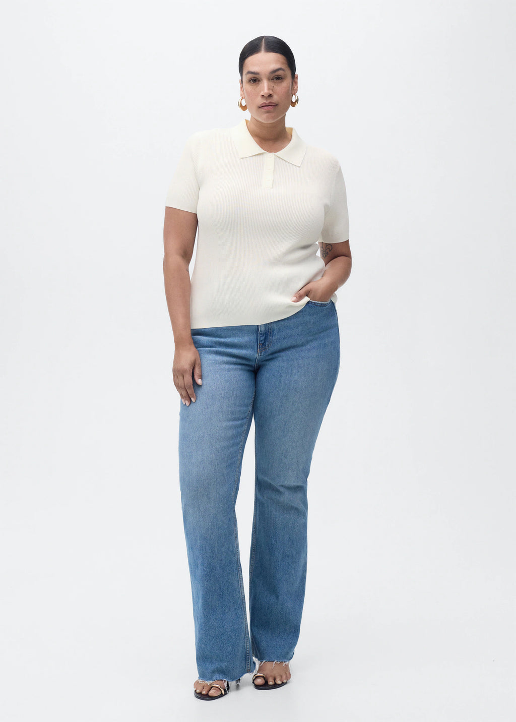 Short Sleeved Polo Neck Sweater