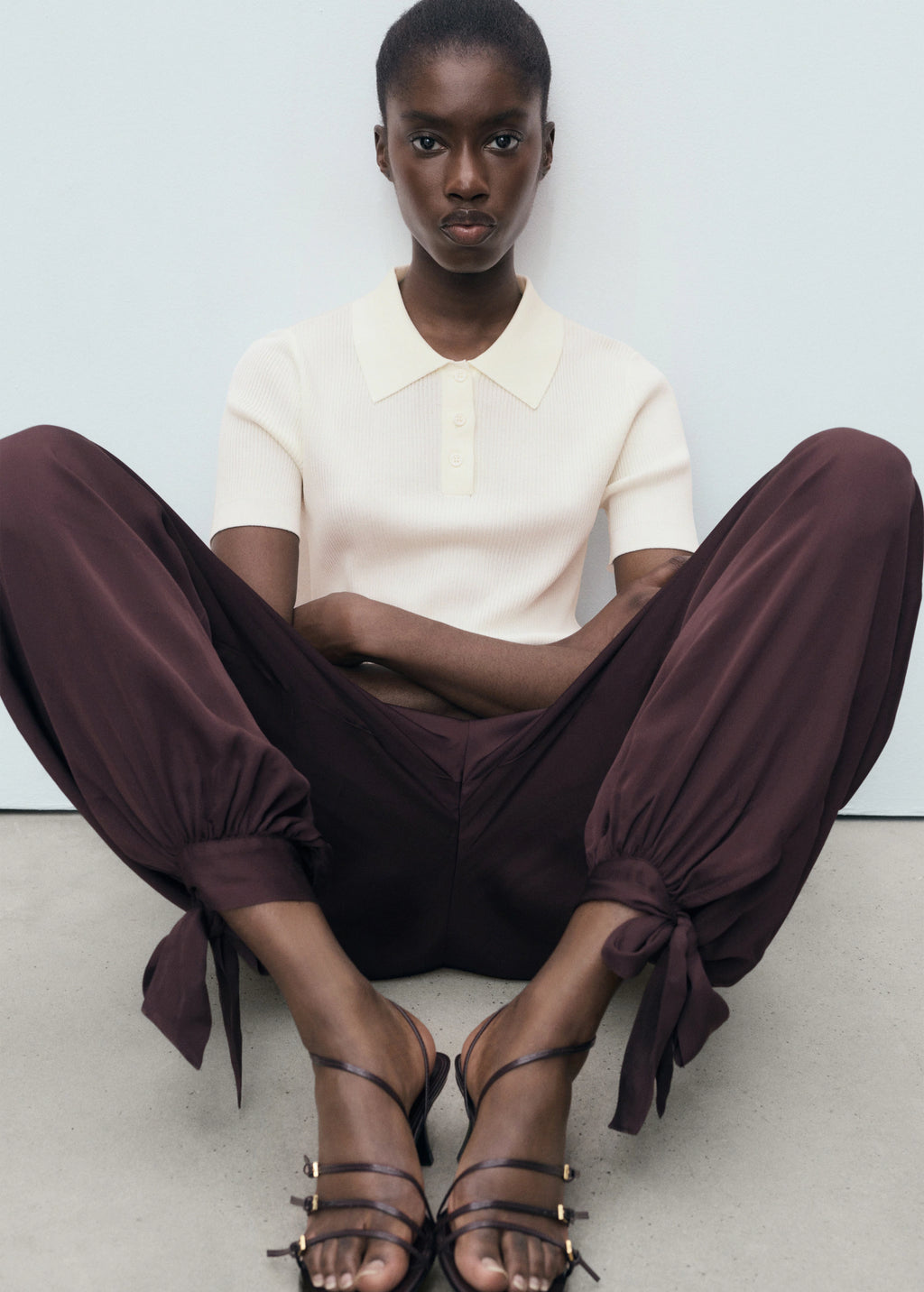 Short Sleeved Polo Neck Sweater