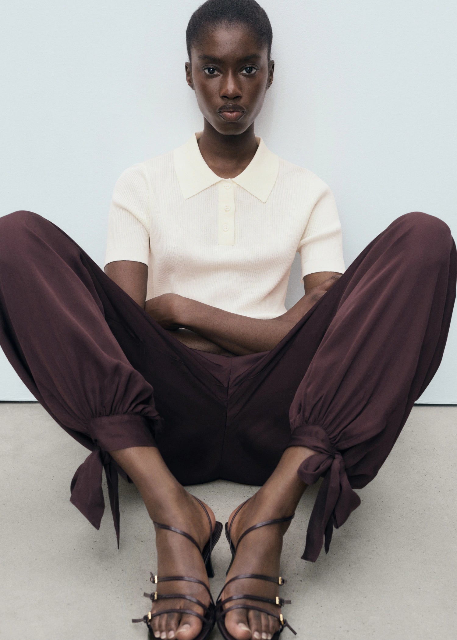 Short Sleeved Polo Neck Sweater