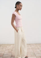 Short Sleeved Ribbed Sweater