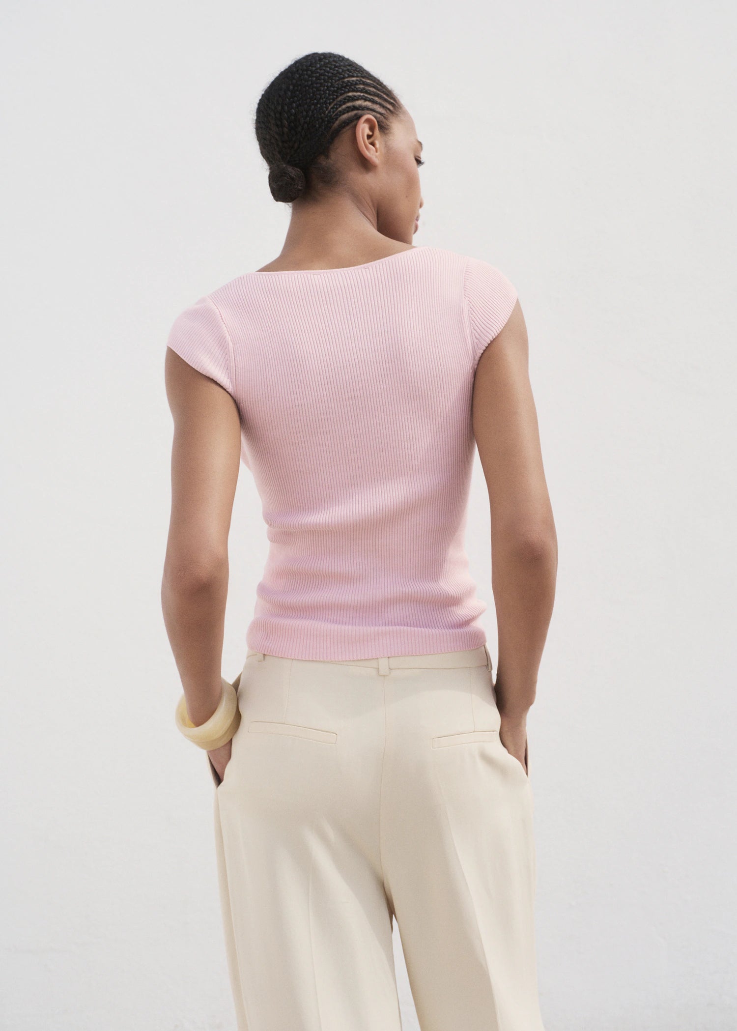 Short Sleeved Ribbed Sweater