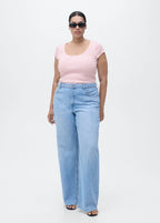 Short Sleeved Ribbed Sweater