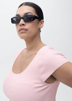 Short Sleeved Ribbed Sweater