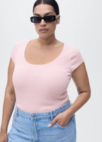 Short Sleeved Ribbed Sweater