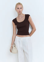 Short Sleeved Ribbed Sweater