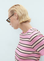 Short Sleeved Sweater With Combined Stripes