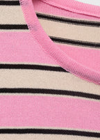 Short Sleeved Sweater With Combined Stripes